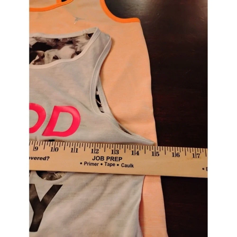 Old‎ Navy Active Girls Tank Top Bundle Orange Space Dye & Good Vibes Only XL 14